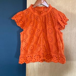 Eyelet short sleeve blouse